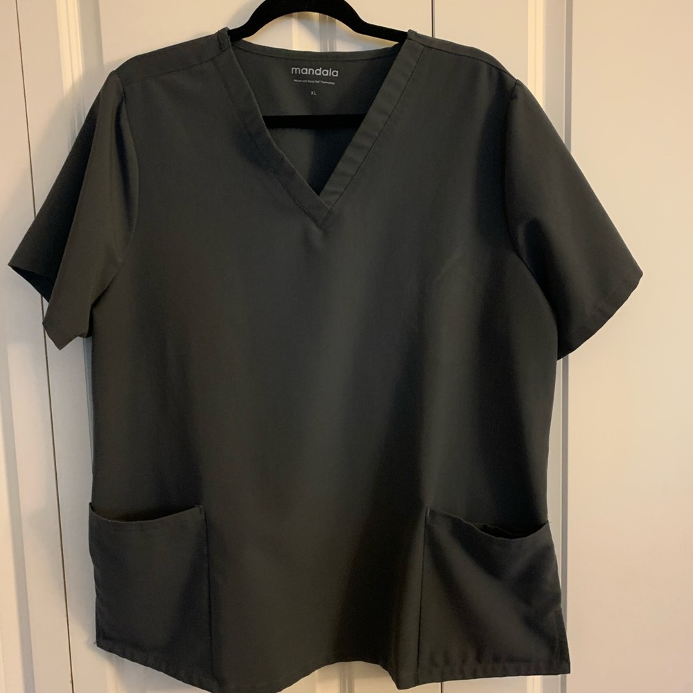 Mandala Dark Gray Scrub Top